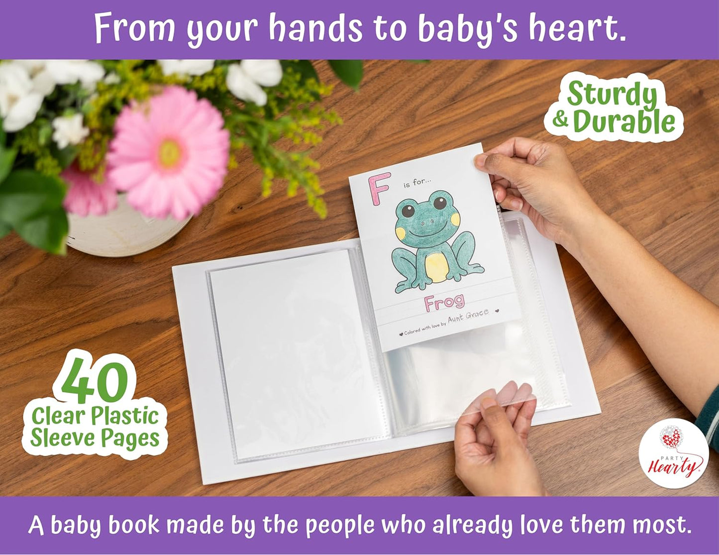 Party Hearty Baby's First ABC & 123 Book Baby Shower Activity, Guest Book Alternative with Alphabet Coloring Pages, Educational Keepsake & Activities for Guests - Baby Shower Games Craft Kit