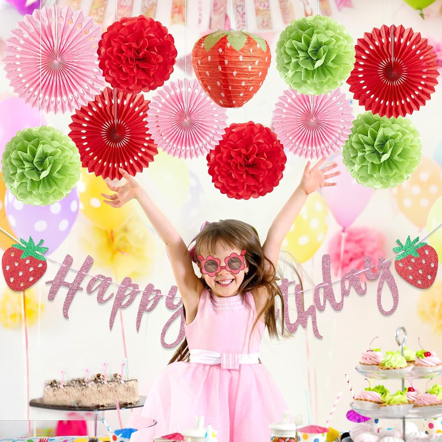 SUNBEAUTY Strawberry Birthday Party Decorations Strawberry Shortcake Birthday Decorations Berry First Birthday Decor Strawberry Themed Deocrations for Birthday Bridal Baby Shower Décor