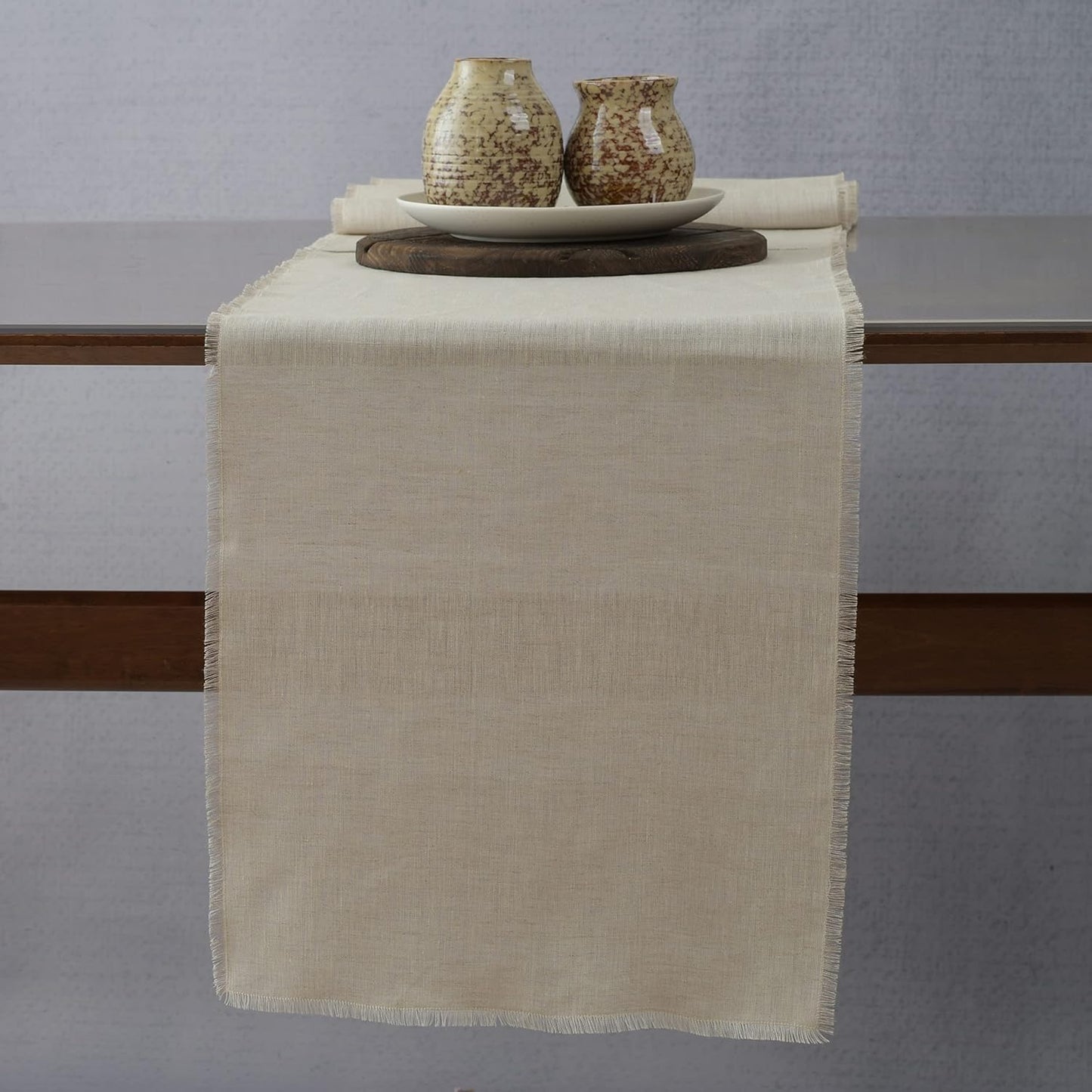 Linen Table Runner with Fringe- 14x90 Inch Natural, 100% Pure Linen Table Runner for Wedding, Party, Easter, Thanksgiving, Spring, Easter, Summer, Wedding – Machine Washable, Handmade