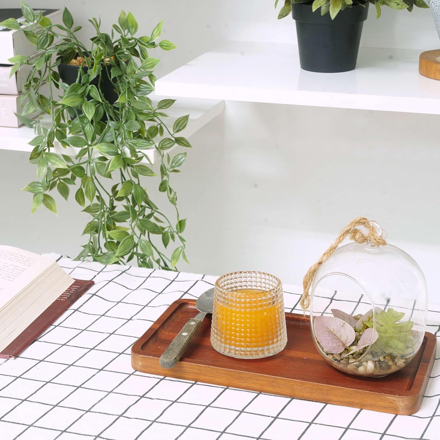 KOLWOVEN Solid Acacia Wood Serving Tray - 3 Pack, 11.8" x 5.9" Rectangular Wooden Serving Platter, Wood Boards for Food, Mini Cheese Board for Vegetable, Charcuterie, Appetizer, Decor (Set 3)