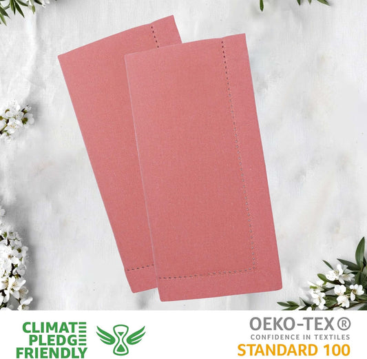 Urban Villa Fall Cloth Napkins Hemstitch Rust Color Dinner Napkins (Set of 12) 20"x20"100% Cotton Absorbent Washable Reusable Cloth Napkins Ideal for Thanksgiving Everyday Use Wedding Parties Napkins