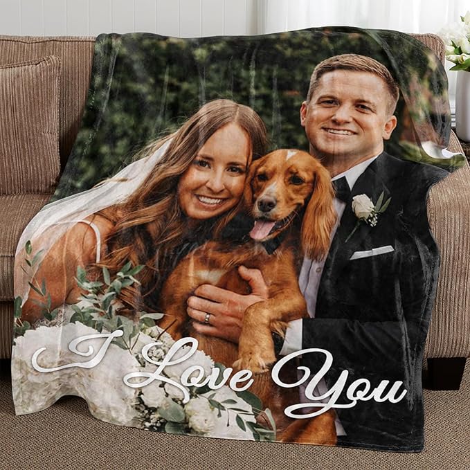 Mothers Day Blanket Gifts for Mom,Custom Blanket with Picture Text Personalized Photo Throw Blanket Customized New Moms Gift from Daughter Son Husband, Birthday Gift for Wife Grandma Grandmother Women