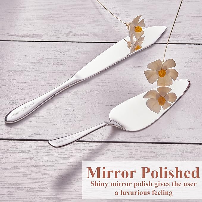 EIUBUIE Cake Cutting Set for Wedding, Personalized Custom Engraved Cake Knife and Server Set, Classic Design 18/10 Stainless Steel Pie Cakes Serving of 2 Piece