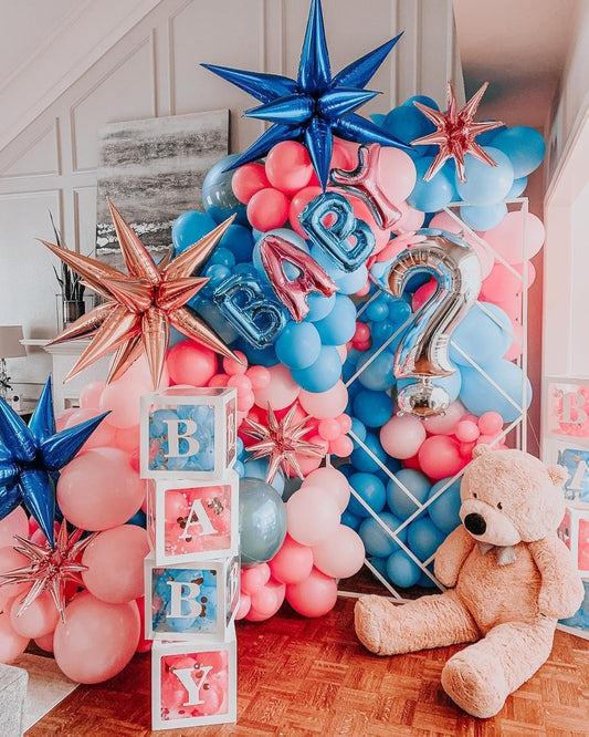 Paready Pastel Blue and Pink Balloons Set, 60Pcs Pearl Pink and Blue Balloons,12 Inch Pastel Confetti Balloons for Kids Girls Women Birthday Baby Shower Gender Reveal Birthday Party Supplies