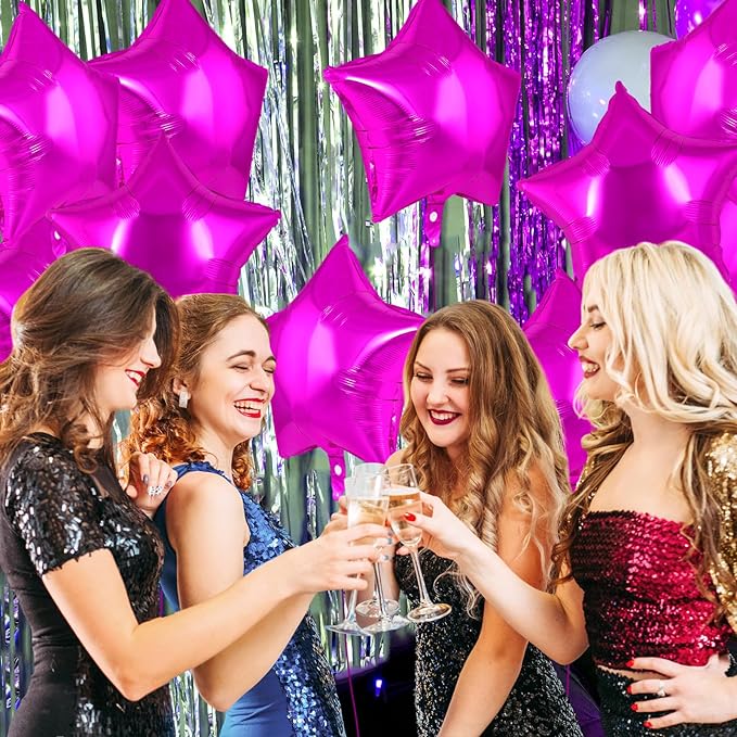 20 Pcs Rosered Star Balloons,18 Inch Star Foil Balloons,Stars Shaped Balloon Mylar Helium Balloon for Birthday Party Anniversary Wedding Baby Shower Decorations (Rosered)