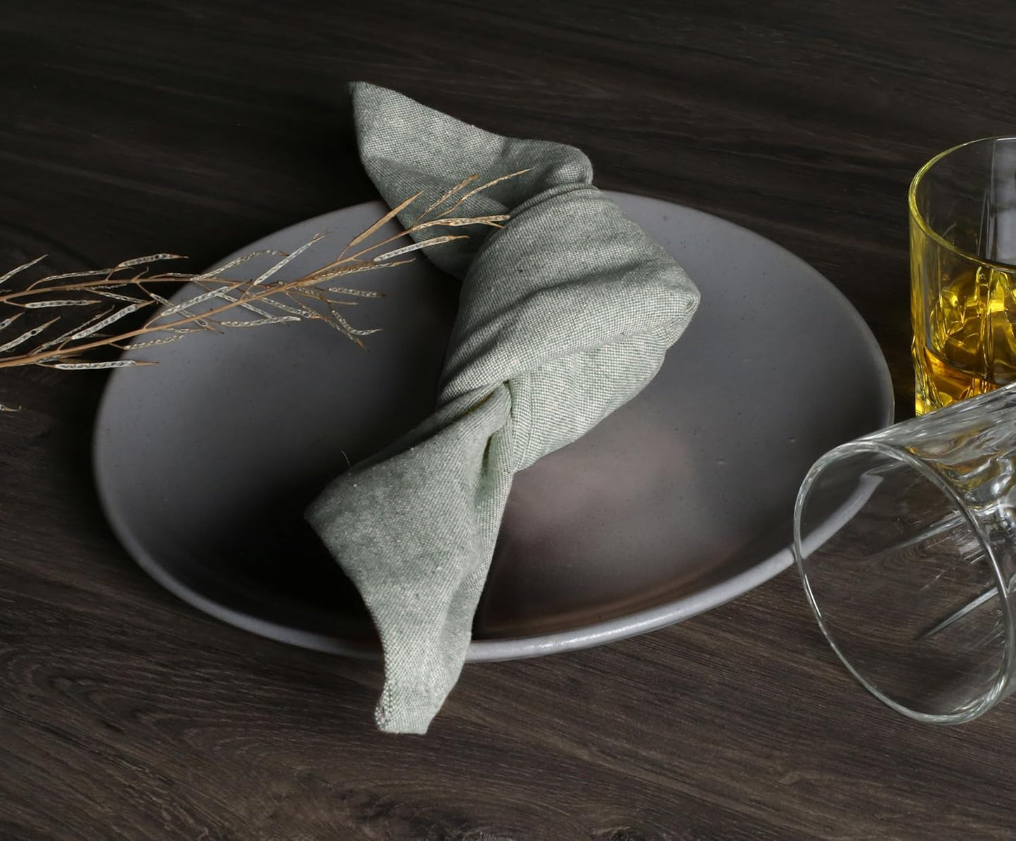 Native Fab Solid Chambray Cloth Napkin Set of 12, 100% Cotton, Washable, Reusable Dinner Cloth Napkin 17x17 inches, Table Decor Napkins for Dinner, Events, Olive Green