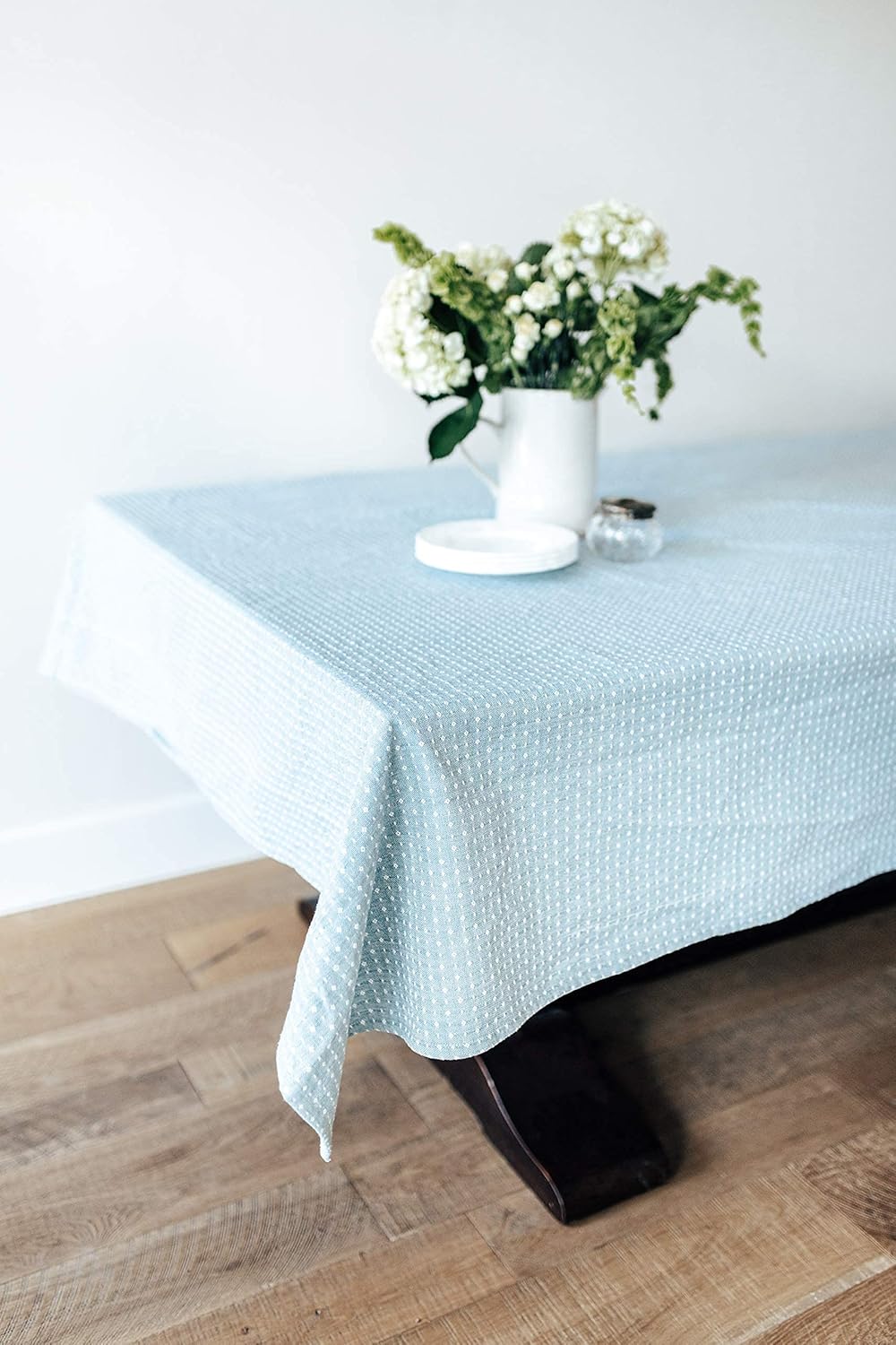 60x90 in Cotton Tablecloth – Large Rectangular Dining Table Cover for Kitchen, Weddings, Parties, Indoor or Outdoor Picnic and Everyday Décor – Blue