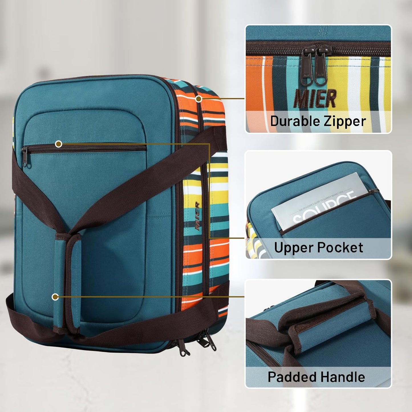 MIER Insulated Casserole Carrier Fits 9"x13" Baking Dishes/Foil Pans, Double Food Carriers Bag Thermal Holder for Hot or Cold Food Lasagna Lugger Potluck Parties Picnic Travel, peacock blue