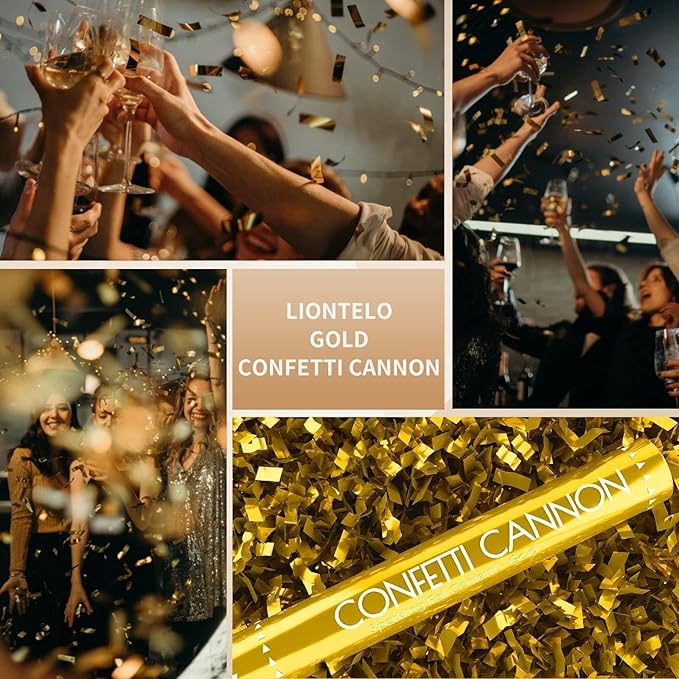 Confetti Cannon 6 Pack Gold Party Poppers 12 Inch Streamer Cannon Confetti Golden Poppers Confetti Shooters Bulk for Wedding,Birthday,Graduation,Christmas,New Year Celebration