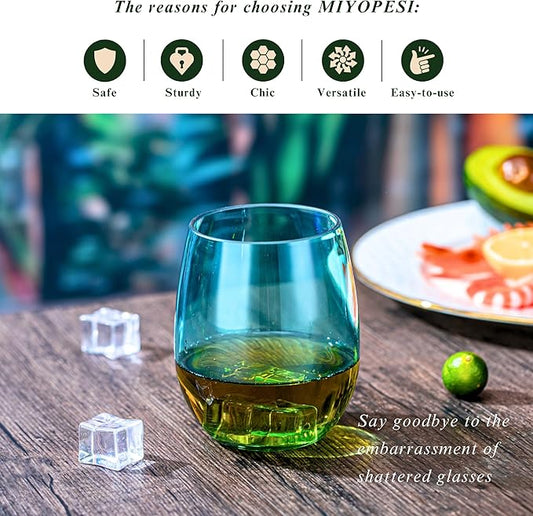 18oz Colorful Stemless Wines Cups, Shatter-Proof Acrylic Glasses Drinkware, Reusable Plastic Bar Glasses, BPA-Free, Dishwasher-Safe
