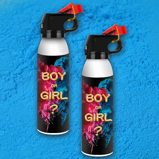 Gender Reveal Fire Extinguisher 2 Pack, Gender Reveal Decor, Baby Girl Reveal Party Ideas 100% Biodegragable for Party Decorations(Blue)