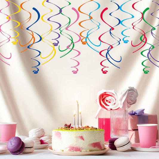 48‑Piece Multi-Color Paper Swirl Decorations – Hanging Party Swirls for Birthday, Baby Shower, Wedding & Celebration Decor