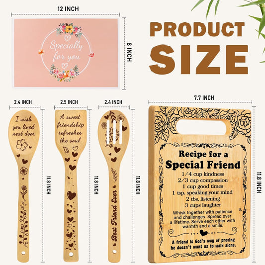 Best Friendship Gifts for Women Birthday Christmas, Friend Birthday Gifts Friendship Gifts For Women Friend Bestie Bff Birthday, Cutting Board Set for Best Friend-Recipe for a Special Friend