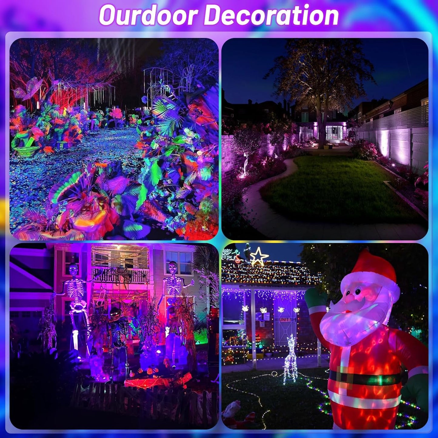 120W Waterproof LED Black Lights, 4 Pack Black Light Bar with 10Ft Cable and On/Off Switch, IP66 Indoor/Outdoor Blacklight for Neon Glow Party, Body Paint, Fluorescent Reactive, Back Yard