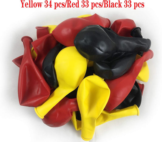 KADBANER Red Yellow Black Balloons,100 Pack 12 Inch Latex Balloons