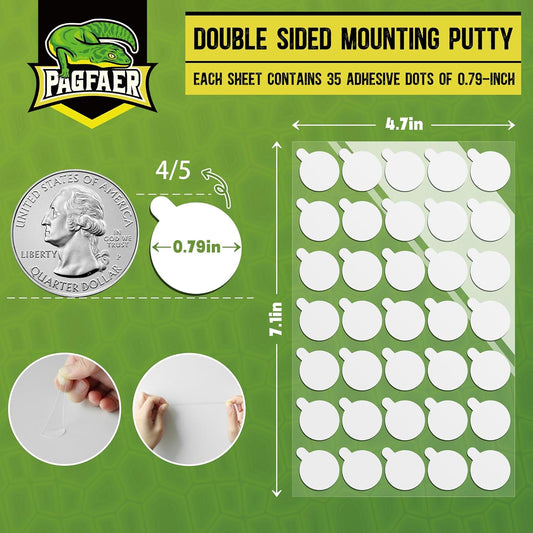 105Pcs Double Sided Adhesive Dots, 0.79" Clear Removable Sticky Mounting Putty, Waterproof No Residue Dots Adhesive Putty for Hanging Picture Festival Decoration Museum