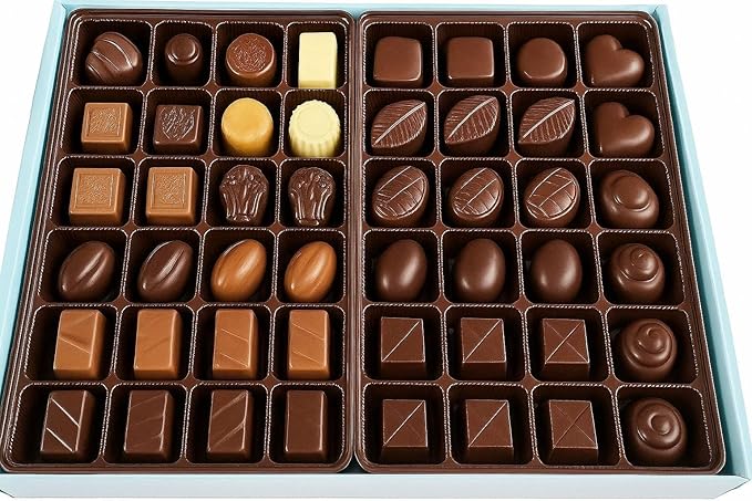 Andy Anand Chocolatier Sugar Free Belgian Chocolate Truffles Gift Box - Gluten Free European Imported Chocolate Truffles, Handcrafted Diabetic Snacks for Adults (48 Pcs)