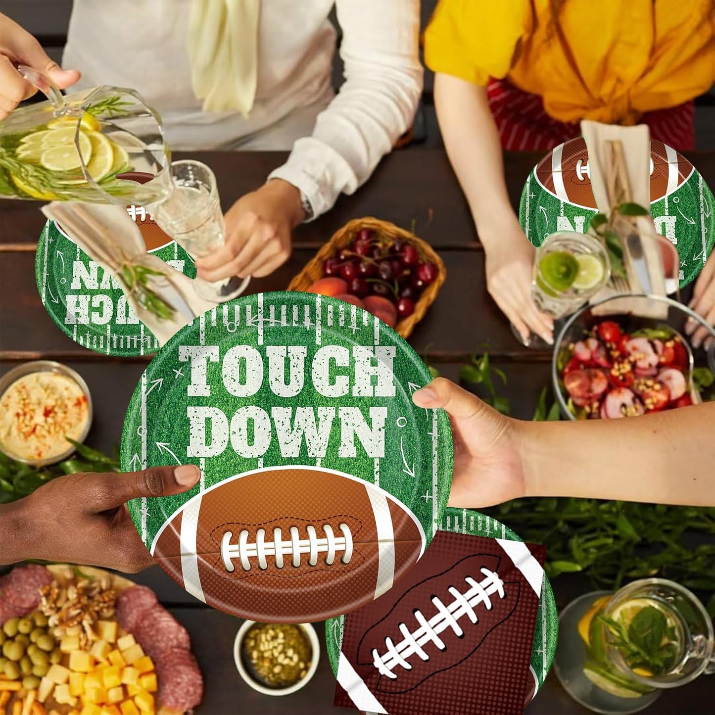 171PCS Football Kit - Rugby Paper Plates, Cups, Napkins & More for 24 Guests - Super & Birthday Parties