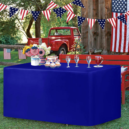 HolidayIdeas Fitted Royal Blue Table Covers - 96 x 30 Inch - 2 Pack Rectangle Tablecloths for 8 Foot Tables, Polyester Fabric Tablecloth for Parties, Trade Show, Farmers Market