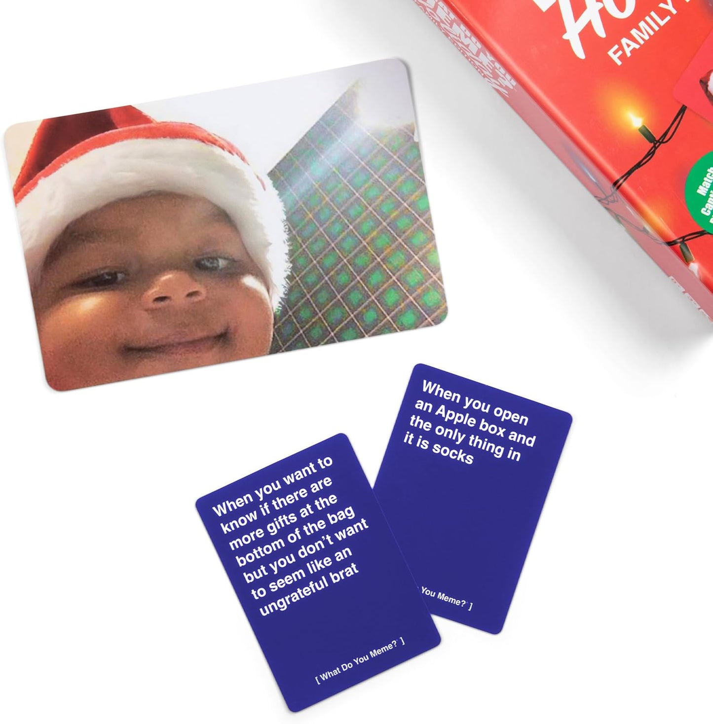 WHAT DO YOU MEME? Holiday Family Edition by Relatable, Holiday Games Travel Pack, Christmas Party Game, Includes 30 Photo Cards and 120 Caption Cards