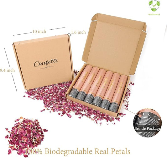 Rose Petals Party Confetti Cannon, Natural Petal Air Compression Confetti Popper, Confetti Shooters Party Supplies for Wedding, Birthday, Christmas, Graduation Ceremonies And Any Other Party Or Celebration (Gold_01)