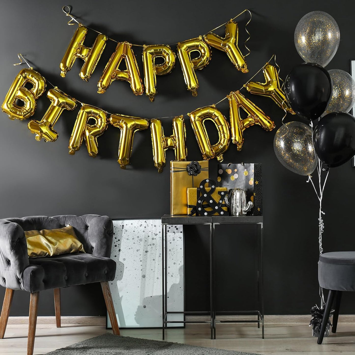 16 Pack Black Balloon Weights Metallic Holder Anchors Balloon Holder Weights for for Birthday 2025 Graduation Party Christmas Wedding Celebration Decoration (Black)