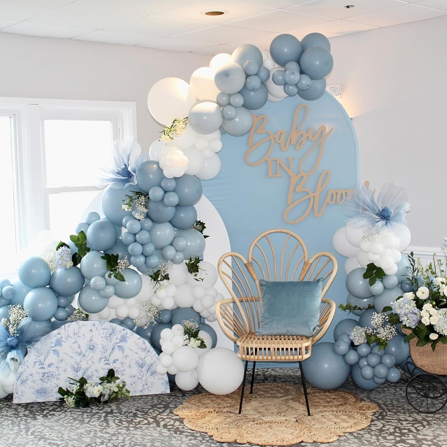 Dusty Blue Balloon Arch Kit Retro Slate Light Pastel Blue Beige Cream Sand White Neutral Party Balloons Garland Kit for Boys Bridal Baby Shower Gender Reveal Birthday Wedding Party Decorations
