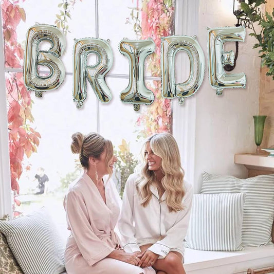 16 Inch Bride Balloons, Silver Bride To Be Balloon For Bridal Shower Decor,Bachelorette Party Decorations, Engagement Party Supplies