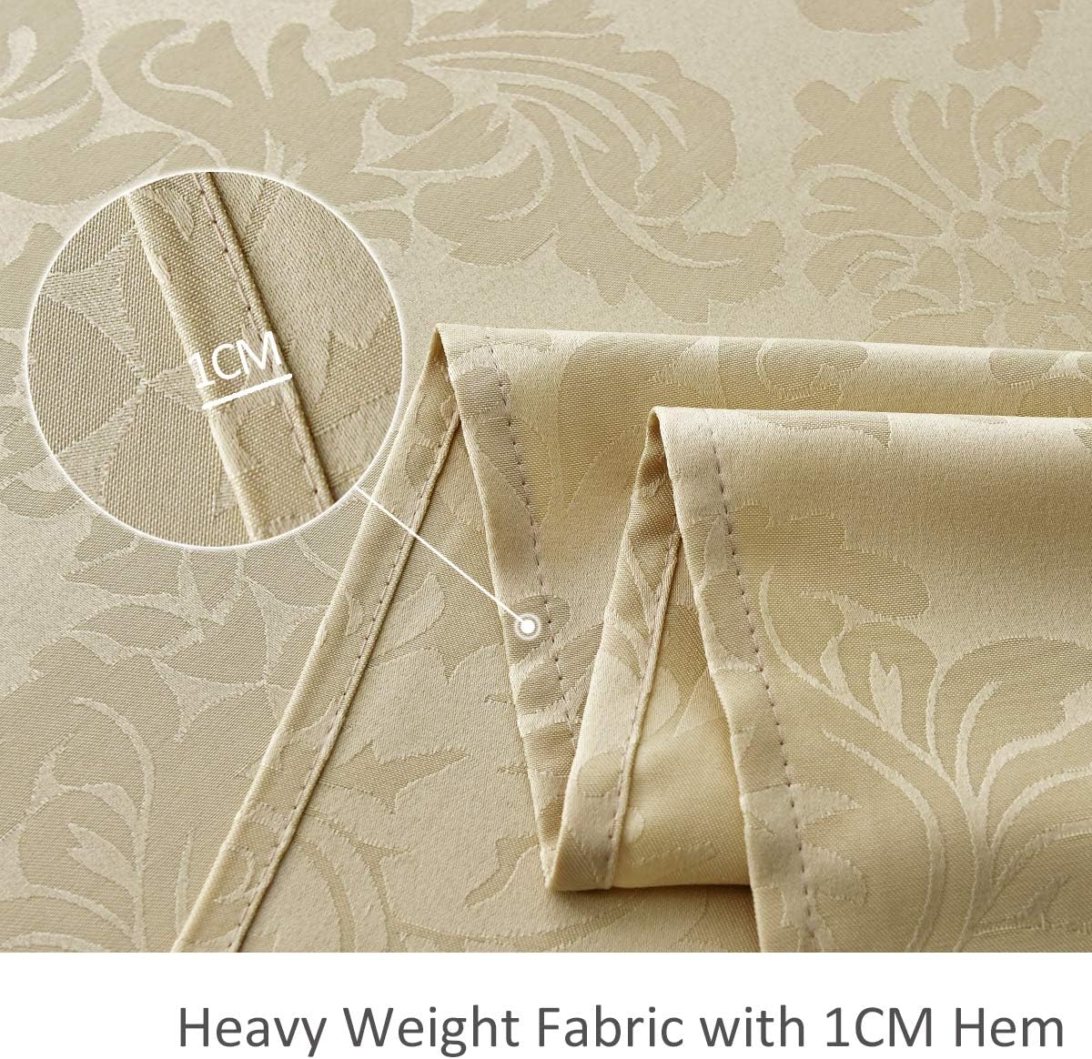 maxmill Jacquard Table Cloth Damask Pattern Spillproof Wrinkle Resistant Heavy Weight Soft Tablecloth for Kitchen Dinning Tabletop Outdoor Picnic Rectangle 52 x 70 Inch Beige