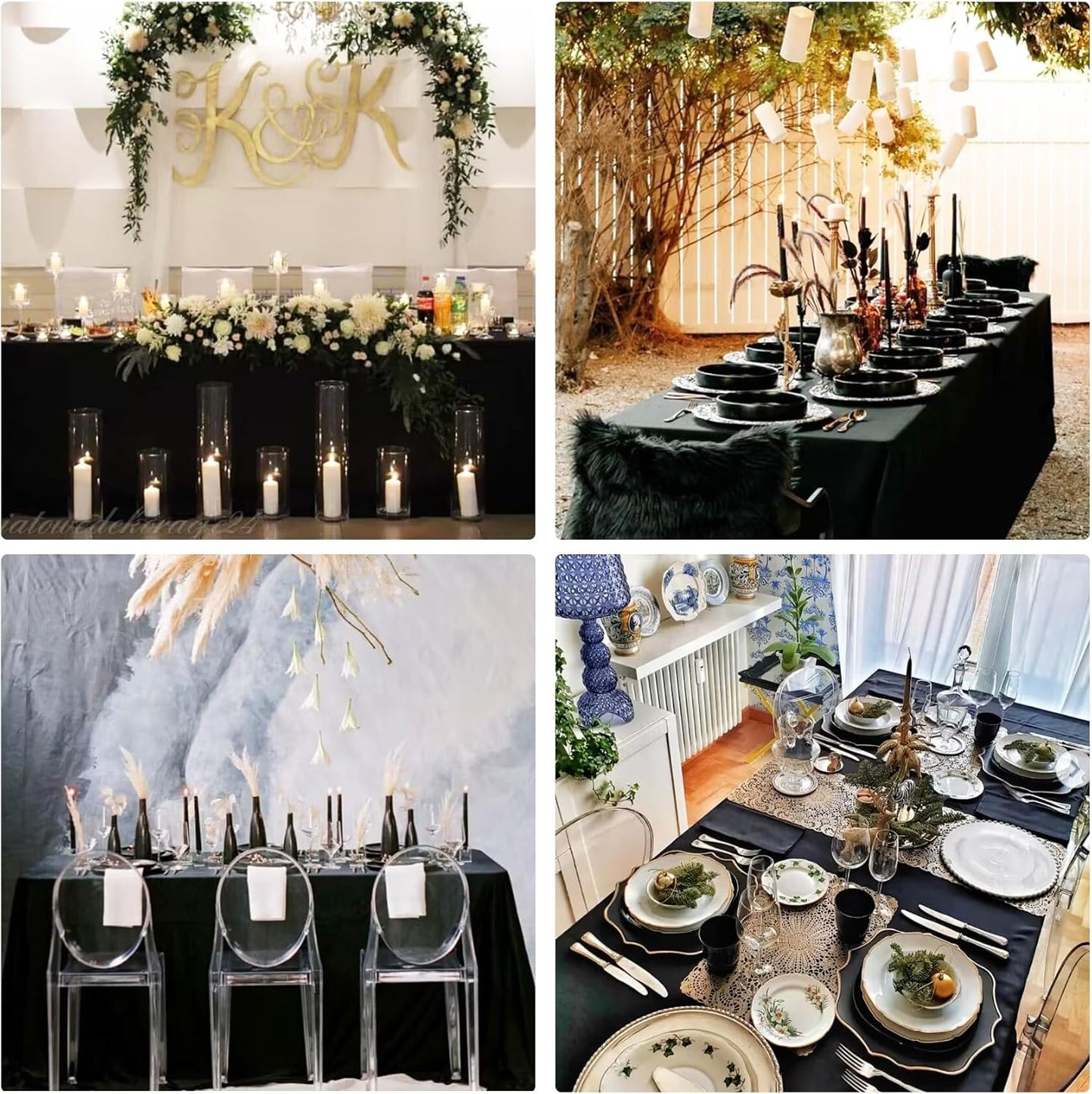 4 Pack Rectangle Tablecloth for 6 Foot Tables Washable Polyester Table Cover for Wedding Dining Table Parties Banquet(70x120 Black)