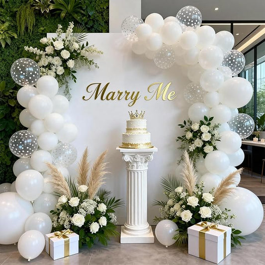 Patimate White Balloons - 150pcs 5 Inch White Latex Party Balloons for Engagement Anniversary Bachelorette Bridal Shower Wedding Baby Shower Party Birthday Decorations
