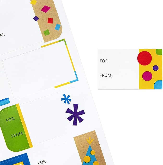Hallmark Gift Tag Stickers - All Occasion (80 Labels, 5 Designs) for Birthdays, Engagements, Weddings, Baby Showers, Any Occasion