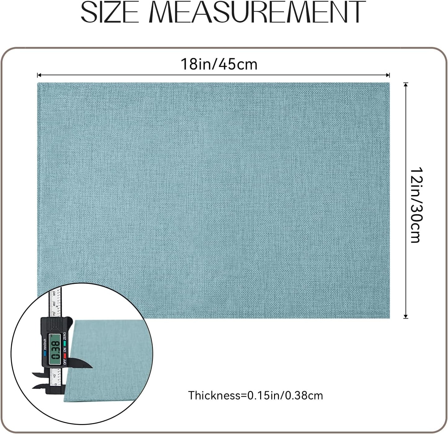 Romanstile Cloth Placemats Set of 6-12 x 18 Inch, Heat Resistant Double Layered Thickened Burlap Place Mats, Washable Linen Farmhouse Table Mats for Kitchen/Dining/Party/Outdoor, Teal