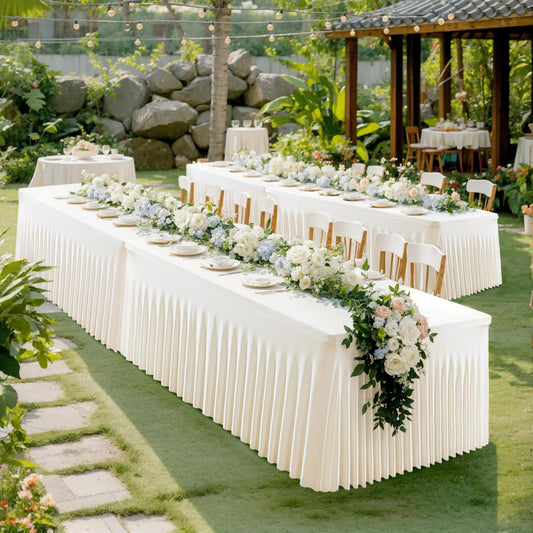 4 Pack Spandex Ivory Fitted Table Cloth for 6ft Rectangle Tables Ivory Stretch Tablecloth Table Covers Banquet Table Clothes Wrinkle Free Table Skirt for Parties Wedding