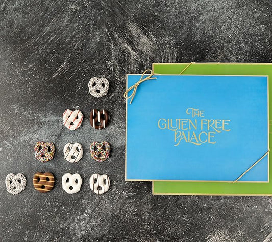 Gluten Free Palace Chocolate Covered Pretzels Gift Box – Holiday Gluten Free Treats for Thanksgiving, Christmas, and New Year – Gourmet Snack Basket for Men and Women (4 Flavors)