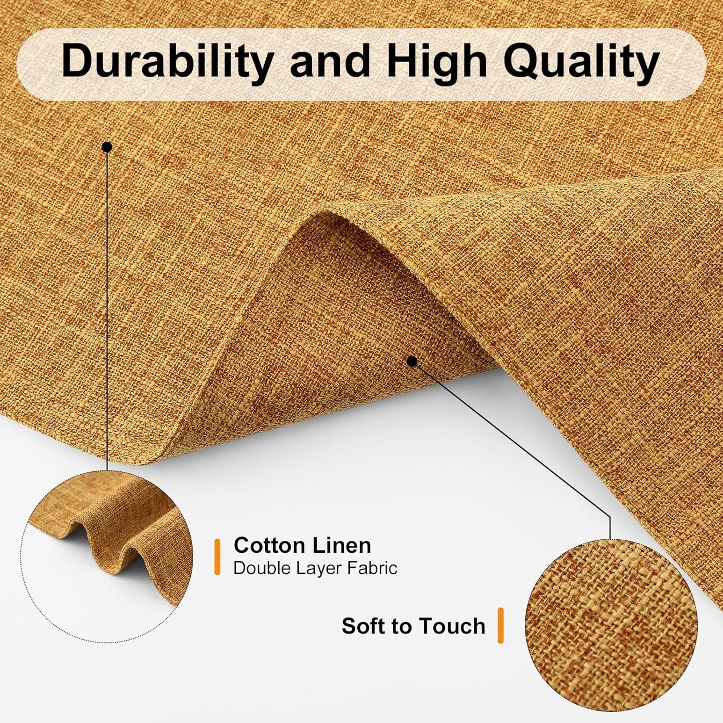 Homaxy Cloths Placemats for Dining Table Set of 4, Heat Resistant Washable Cotton Linen Blend Table Mats, Ideal for Kitchen Party Dining Decoration, 13" x 19", Amber