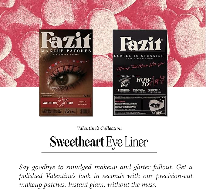Fazit Makeup Patches - Sweetheart Wing Eyes - Glow Up Make-Up Patches - Cute Glitter Makeup Accessories for Women - Cosmetic Glitter for Face