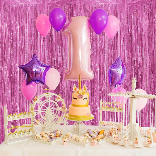 Streamer Party Decorations - 3.28 ft x 6.56 ft Metallic Foil Fringe Curtains Party Streamer Photo Backdrop for Birthday, Wedding, Baby Shower & Holiday Decor