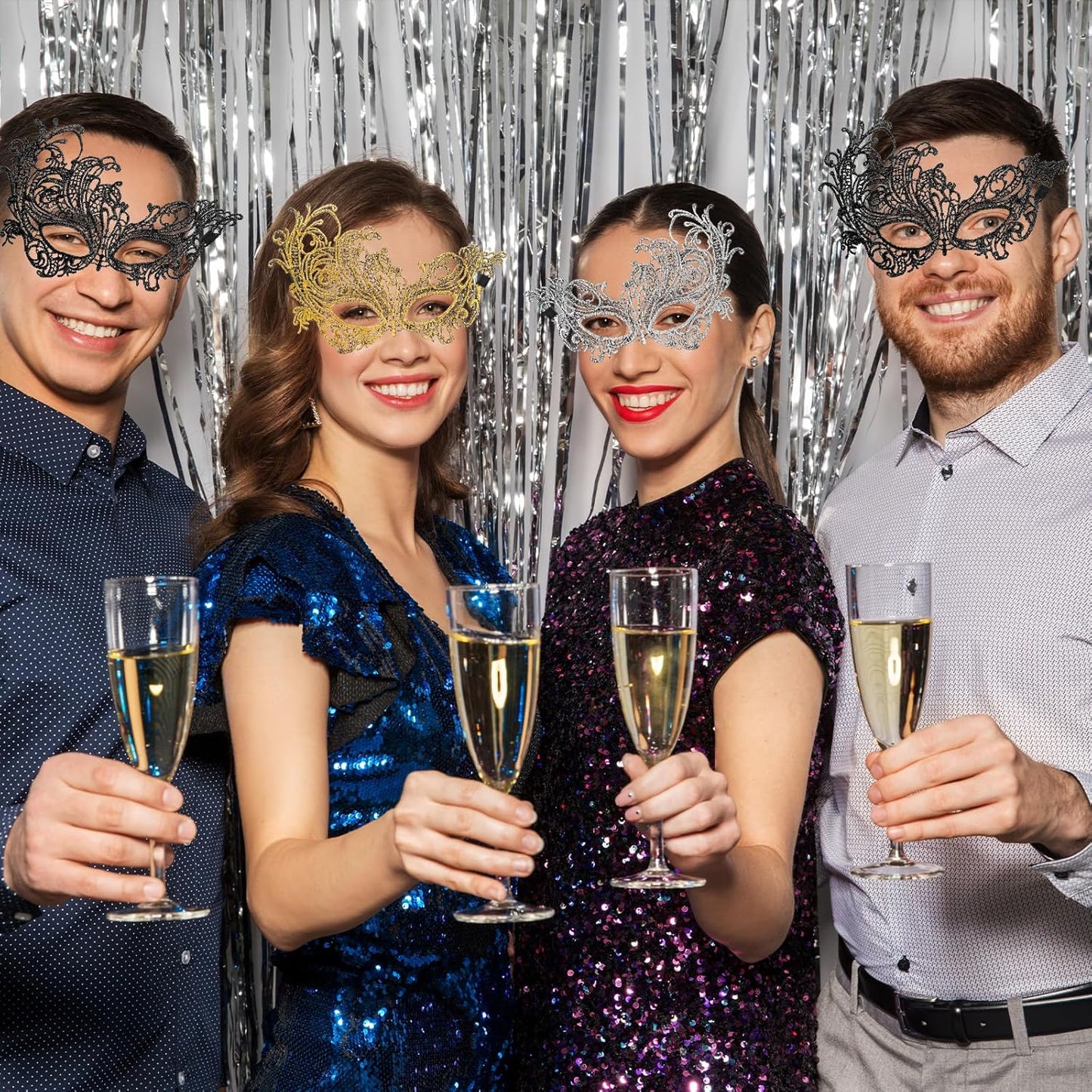 3 Pcs Adult Masquerade Mask Mysterious Fun Lace Masks for Couples Women Man Lace Headpiece Disguise for Costumes
