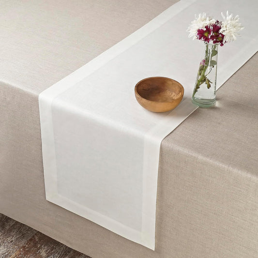 D'Moksha Homes Linen Ivory Table Runner 72 Inches Long - 100% Pure Linen 14 x 72 Inch Table Runner for Dining, Fall, Autumn and Halloween - Machine Washable