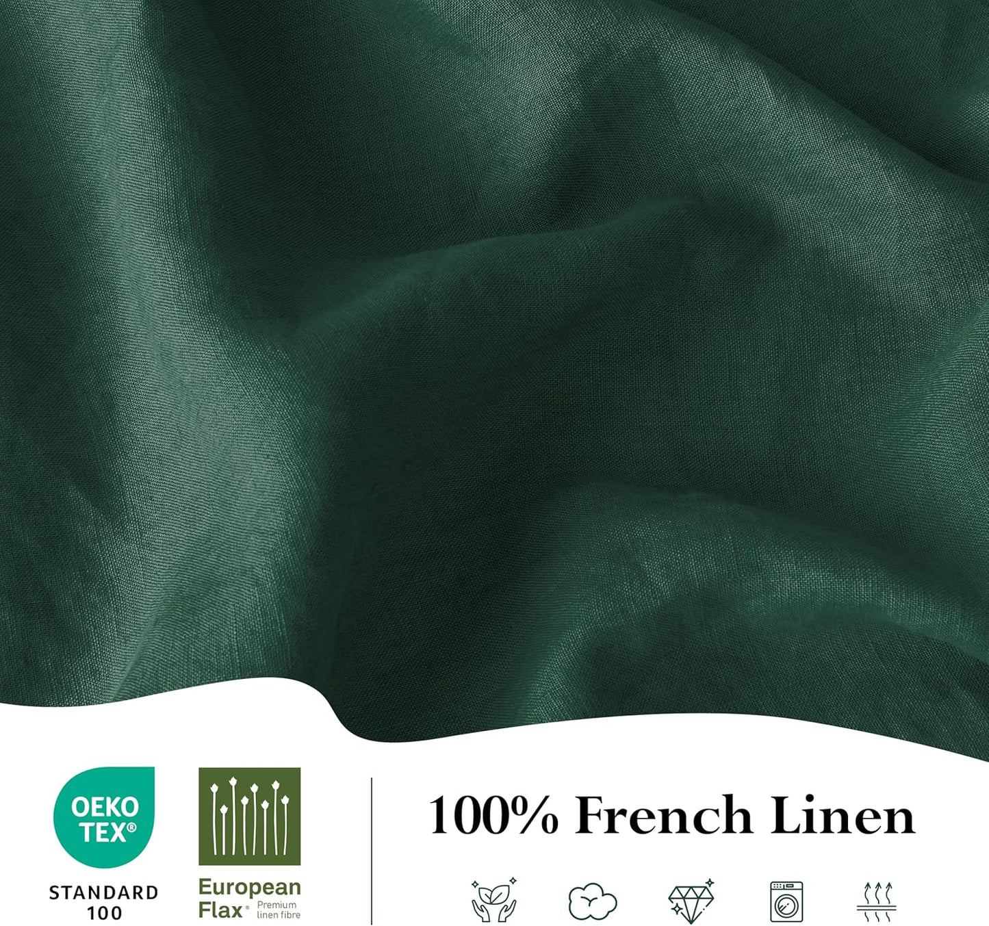 Linen World Linen Tablecloth,100% French Linen Green Tablecloth 132" x 90" Inch,Washable Rectangular Tablecloth for Dining,Outdoor,Weddings and Restaurants,Decorative Thanksgiving Christmas