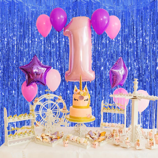 Streamer Party Decorations - 3.28 ft x 6.56 ft Metallic Foil Fringe Curtains Party Streamer Photo Backdrop for Birthday, Wedding, Baby Shower & Holiday Decor