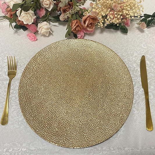 13inch Round Plastic Charger Plates,Set of 8,Charger Plates for Dinner,Wedding,Party,Event Decoration. (Bubble Gold) …