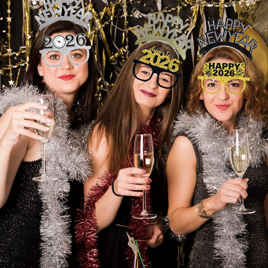 78PCS New Years Eve Party Supplies 2026,Happy New Year Headband,Glasses,Noise Makers Party Favors