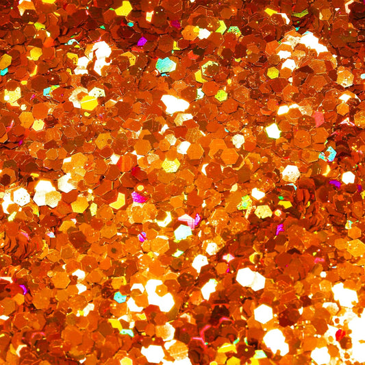 HEMOER Pumpkin Orange Glitter, 100g/3.5oz Holographic Chunky Glitter Mixed Hexagon Chunky & Fine Flakes Thanksgiving Sequins for Epoxy Crafts, Resin, Nail Body, Tumblers, Festival Party
