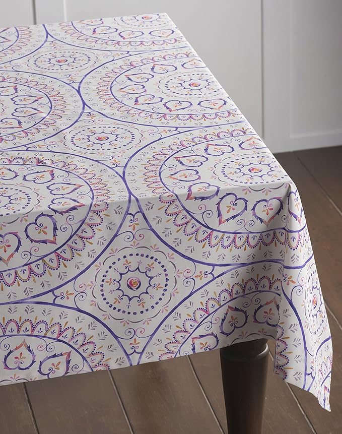 Maison d' Hermine Table Cloth Rectangle Table 100% Cotton 60 x 90 Inches Tablecloth Reusable Decorative for Dining Room Farmhouse Home Valentines Day Decorations Spring Summer - Mandala