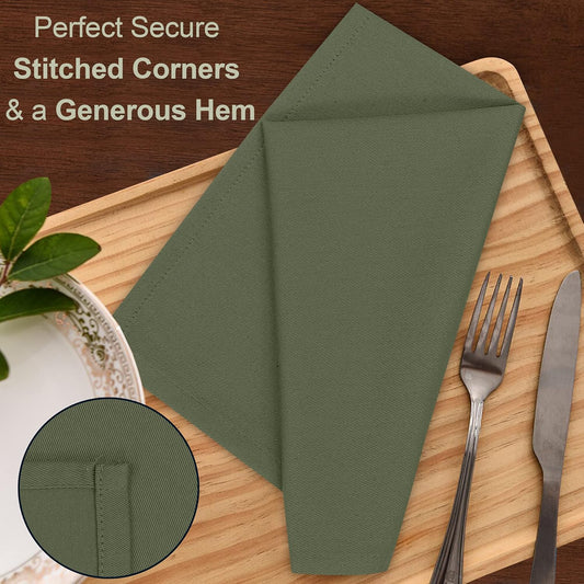 Ruvanti Cloth Napkins set of 12, 18x18 Inches Napkins Cloth Washable, Soft, Durable, Absorbent, Cotton Blend. Table Dinner Napkins Cloth for Hotel, Lunch, Restaurant, Weddings, Parties - Martini Olive