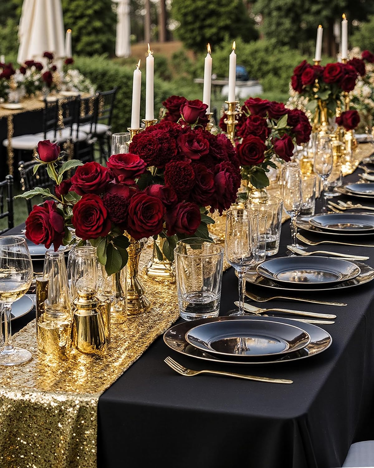 Nervure 100 Pieces Black Plastic Plates - 7.5inch Black Dessert Plates - Disposable Gold Plastic Plate - Disposable Plate Ideal for Wedding & Party & Halloween