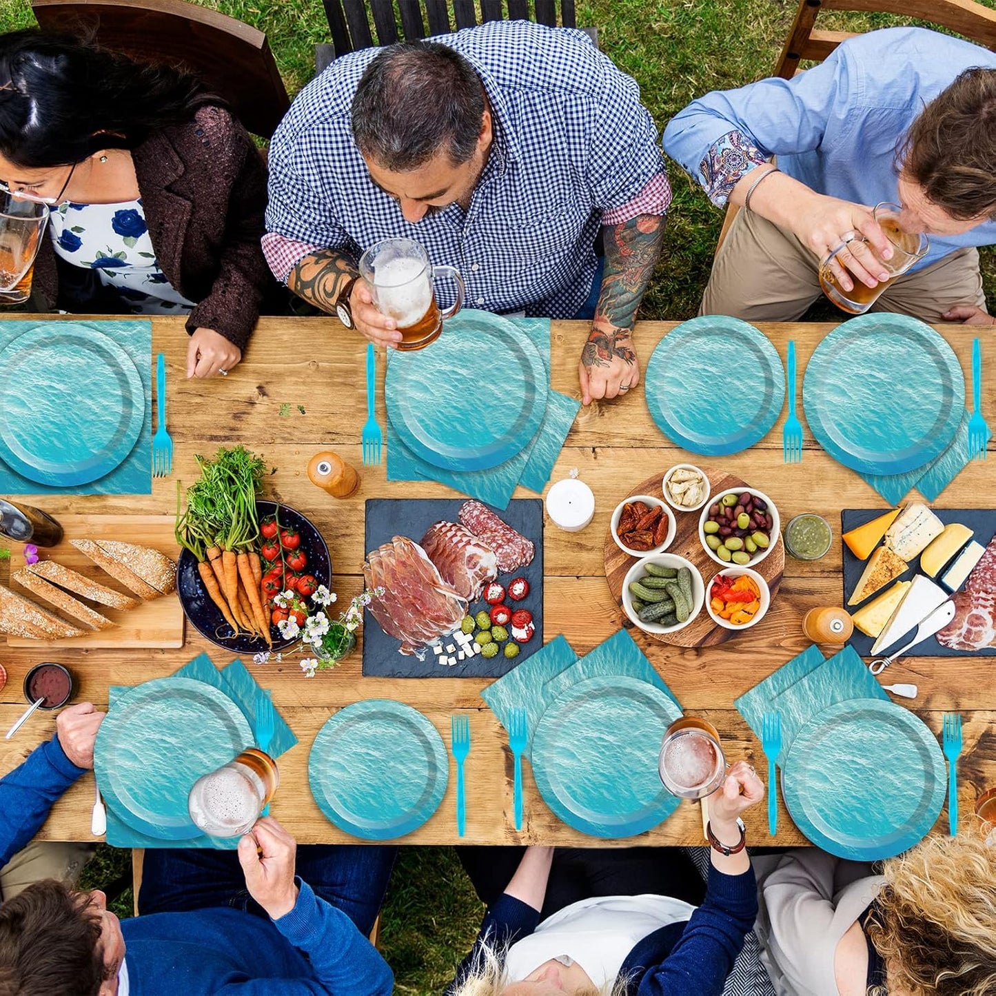 200 PCS Ocean Themed Paper Plates and Napkins Under the Sea Party Decorations Sea Waves Birthday Dessert Plates Supplies Tableware Set for Men Women Boy Girl Birthday Baby Shower Serve 50 Guests