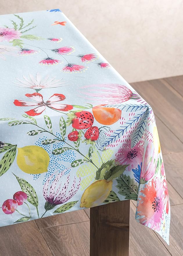 Maison d' Hermine Table Cloth Rectangle Table 100% Cotton 54 x 72 Inches Tablecloth Reusable Decorative for Dining Room Farmhouse Home Valentines Day Decorations Spring Summer - Jardin D'Ete - Mint